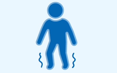 Icon of a person walking with wavy lines around the legs.